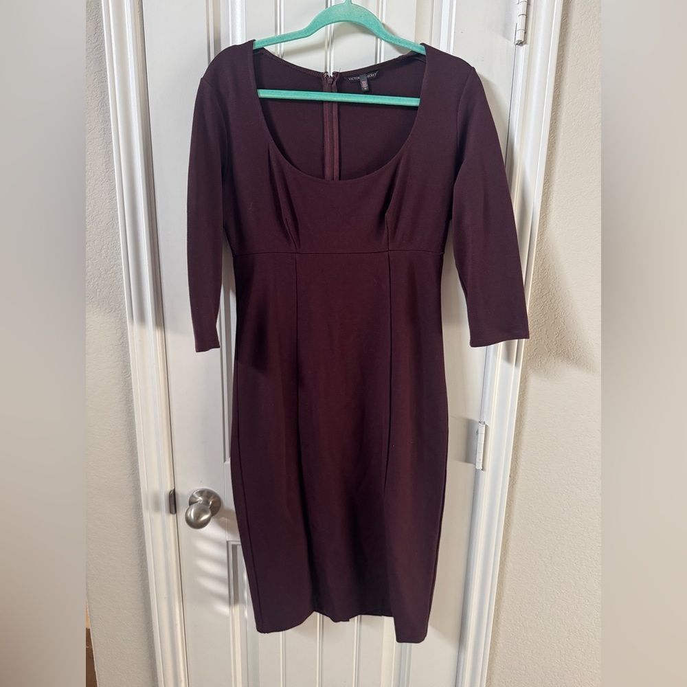 Victoria's Secret maroon Sheath Dress 3/4 sleeve office siren secretary bodycon